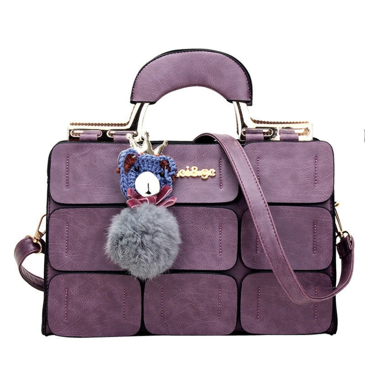 

Leather Messenger Bags Luxury Females Tote Crossbody Bags Handbag(Purple)