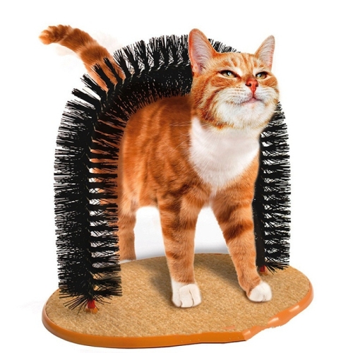 

Pet Cat Self Groomer With Round Fleece Base Animal Detachable Comb Brush Scratching Toy