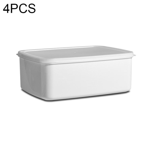 

4 PCS Refrigerator Square Fruit Vegetable Fresh-keeping Box with Lid Multi-grain Sealed Storage Box, Size:Large(White)