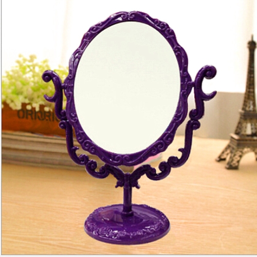 

Desktop Comestic Makeup Mirror Table Rotatable Gothic Vintage Rose Butterfly One Side Mirror, Size:Large(Purple)