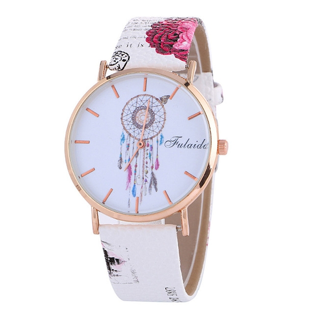 

Falaida Dreamcatcher Pattern Leather Strap Quartz Watch for Women(White)