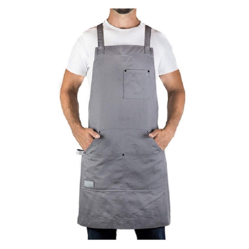 

Cotton Canvas Oversized Apron Kitchen Thermal Insulation Anti-dirty Overall(Gray)