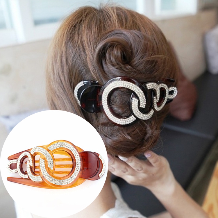 

Rhinestone Hair Clip Hair Crabs Clamp Accessories Large Styling Tools Hair Accessories Women Hairpin(Brown)