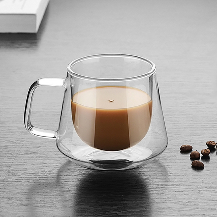 

Double Wall Mug Office Mugs Heat Insulation Double Coffee Mug Coffee Glass Cup, Style:No label
