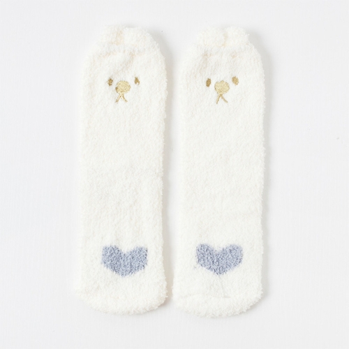 

3 Pairs Cartoon Embroidery Kitty Beard Cute Fluffy Ears Thickening Coral Velvet Socks, Size:One Size(White)