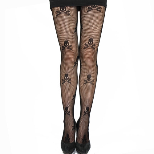 

Sexy Fishnet Skull Print Stretch Pantyhose(Black)