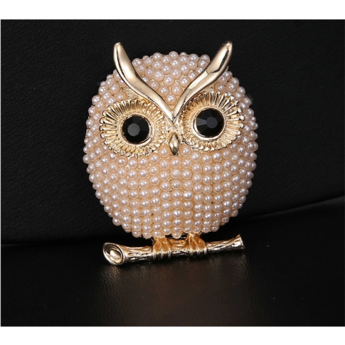 

Pearl Brooches Owl Animal Brooches For Women(Gold)