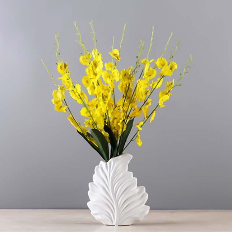 

Modern Living Room Home Decorations White Ceramic Leaf Model Porcelain Vase, Color:White M