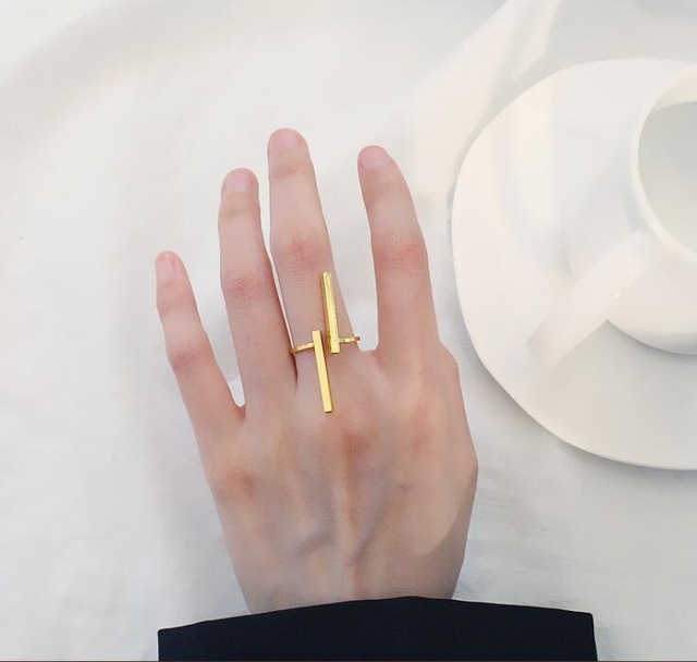 

Creative Simple Geometry Opening Finger Rings Personality Jewelry(Gold)