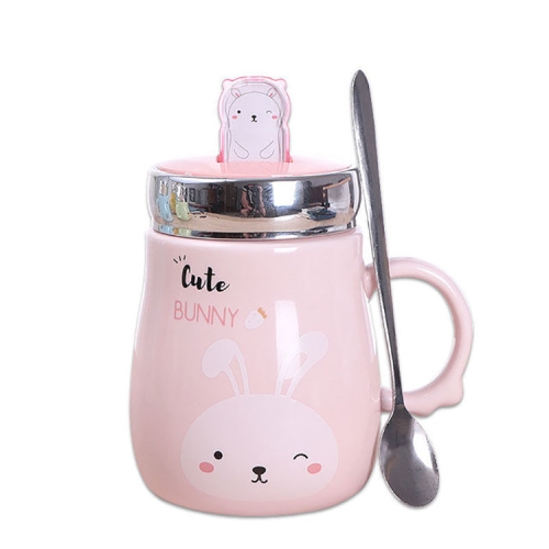 

2 PCS Cartoon Animal Ceramics Mugs Coffee Milk Tea Cup Couple Mobile Phone Holder Children Drinkware Pink, Package:Gift