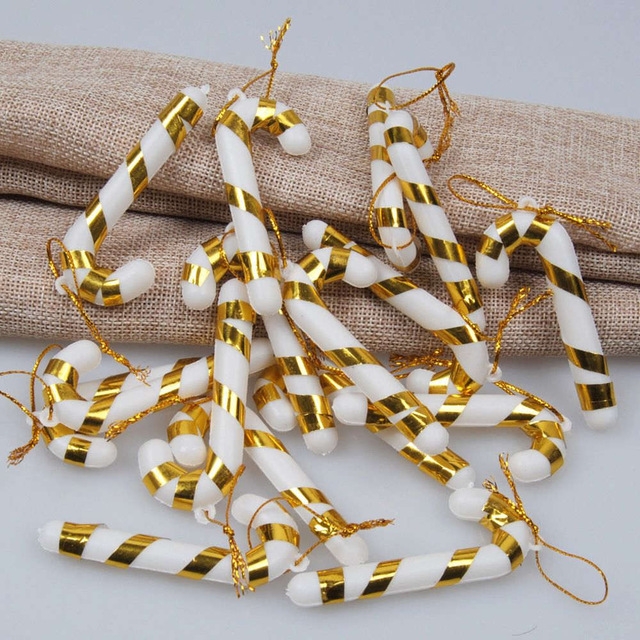 

10 Packs Christmas Ornament Christmas Tree Pendant J-shaped Cane(Yellow)