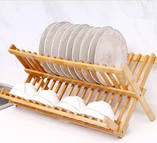 

Folding Tableware Drain Rack Kitchen Drain Dish Rack Floor Desktop Bamboo Rack, Typle:16 Grid Drain Rack