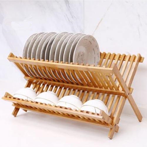 

Folding Tableware Drain Rack Kitchen Drain Dish Rack Floor Desktop Bamboo Rack, Typle:20 Grid Drain Rack