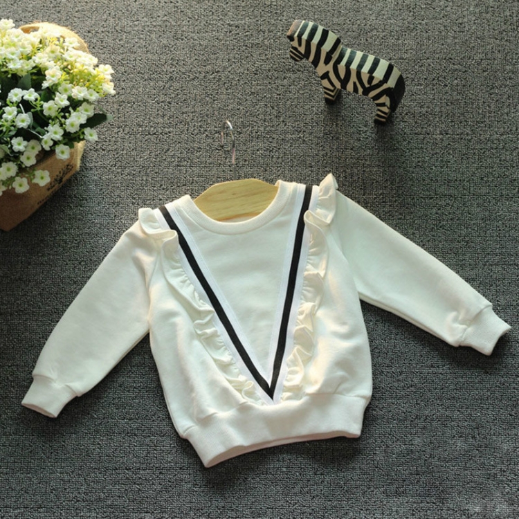 

Spring and Autumn Girls V-shaped Stringy Selvedge Sweater Long-sleeved Bottoming Shirt, Height:11 Yards(White)