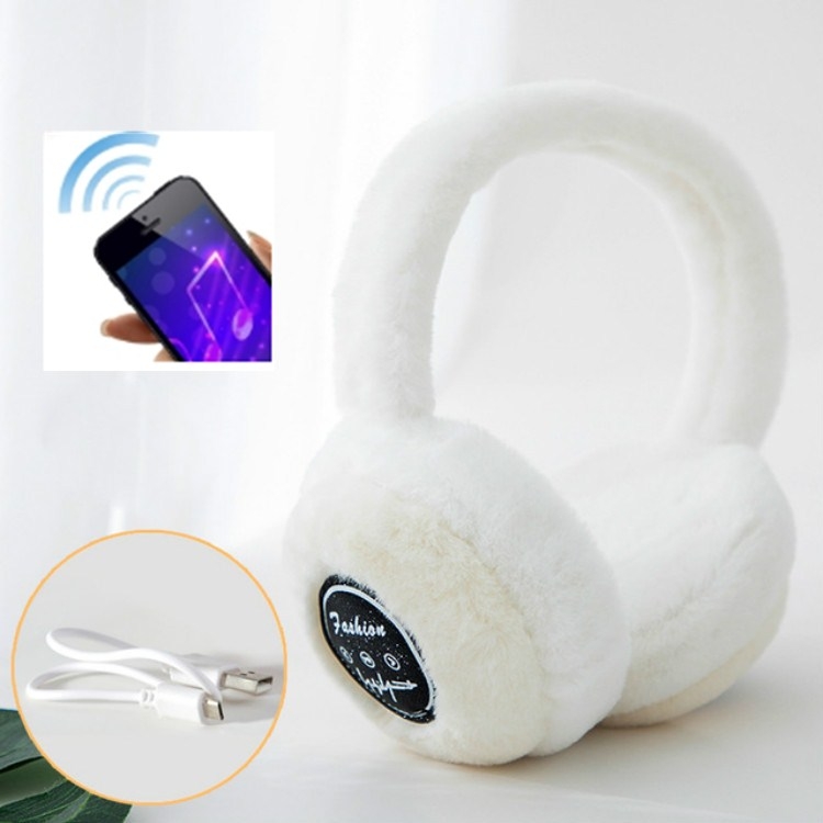 

Bluetooth Earmuffs Winter Plush Windproof Men And Women Ear Cover(White)