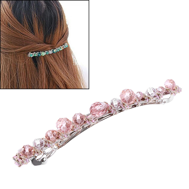 

Women Fashion Crystal Rhinestone Barrette Girl Hair Clip Pins(Pink)
