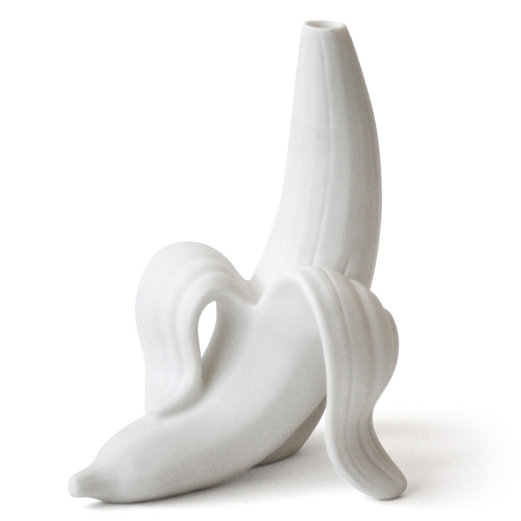 

Banana Pendant Vase Floret Tabletop Small Mouth Vase Flower Jar Home Decor(White)