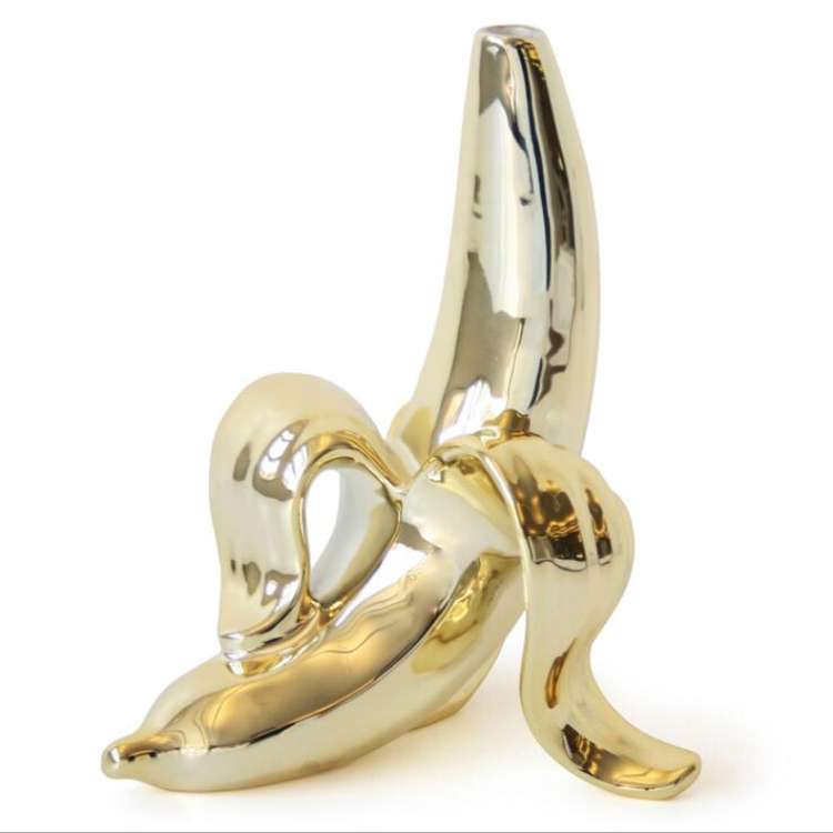 

Banana Pendant Vase Floret Tabletop Small Mouth Vase Flower Jar Home Decor(Gold)