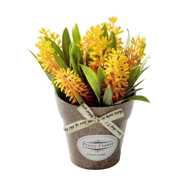 

2 PCS Fake Flowers Grass With Plastic Artificial Potted Flowers For Rustic Garden Farmhouse Decoration(Orange)