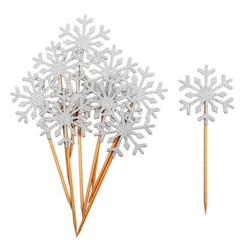 

20 PCS Christmas Snowflake Cake Topper Ornament(Silver)