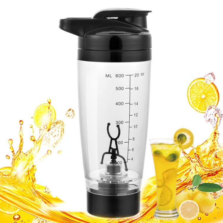 

600ML Mixer Water Bottle Portable Electric Protein Automatic Creative Coffee Milk Cup(black)