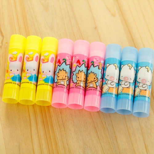 

10 PCS Student Cartoon Pattern Solid Glue Stick Environmental Sticky Strong Office Glue, Weight:10g