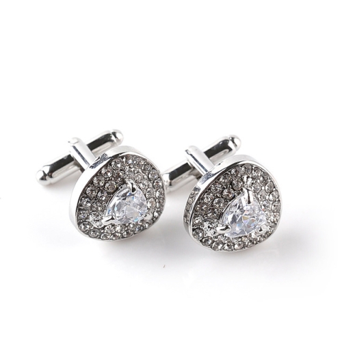 

Popular cufflinks aristocratic diamonds hollow cufflinks(White)