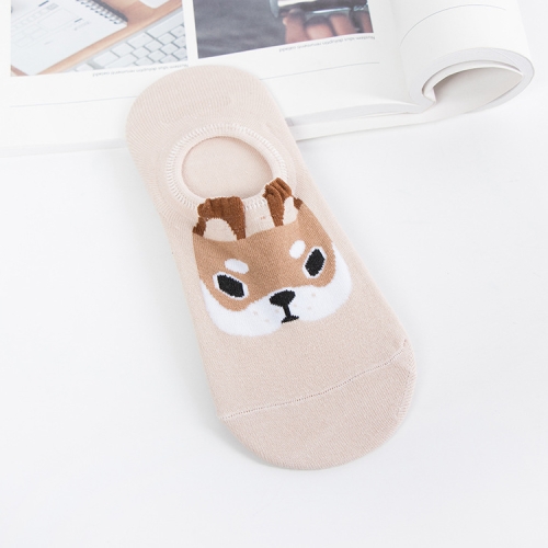 

Summer Silicone Non-Slip Personality Cartoon Dog Lady Invisible Sailboat Socks(Khaki)