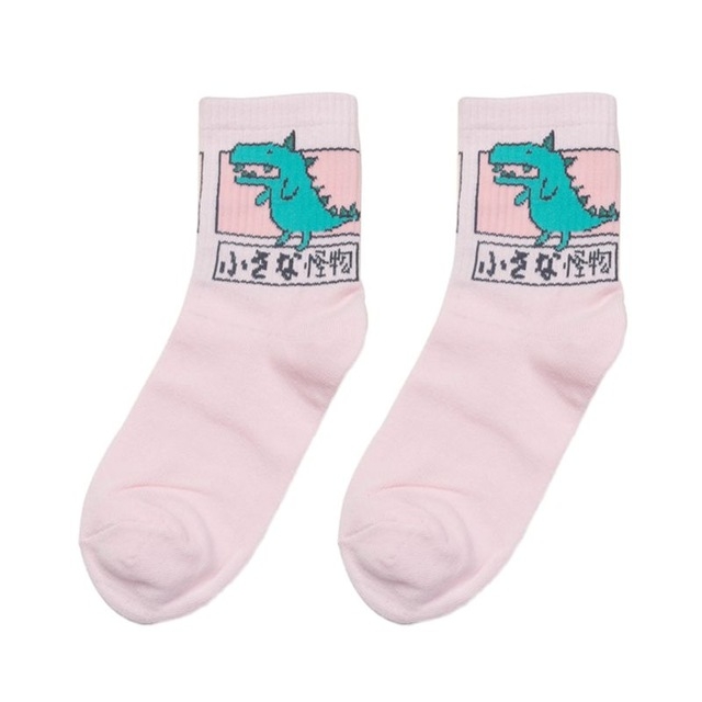 

Cartoon Pattern Cotton Tube Socks Skateboard Sports Socks, Size:One Size(Pink)