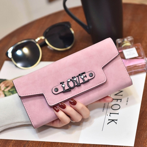 

Long Scrub Large Capacity Multi-function Three-fold Layer Women's Wallet Clutch(Pink)