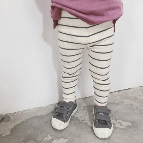 

Stripe Style Base Girls Leggings Baby Clothes Cotton Leggings, Size:130cm(Beige)