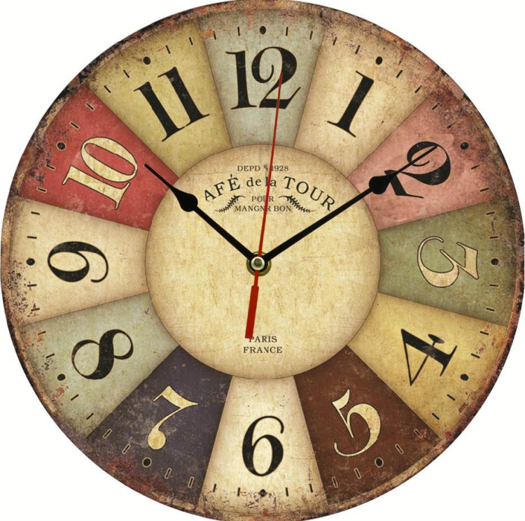 

2 PCS Vintage Wooden MDF Hanging Clock Mute Quartz Clock Living Room Wall Clock(86)