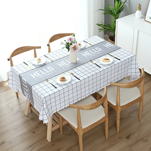 

Printinging Coffee Dining Table Cloth PVC Waterproof Oilproof Anti-scalding Tablecloth, Size:120x120cm Square Table(Hello White)