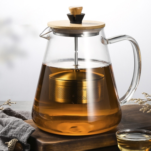 

Stainless Steel Infuser Teapot Clear Borosilica Glass Filter Heat Resistant Coffee Puer Tea Pot Heated Container Boiling Kettle, Size:1500ml