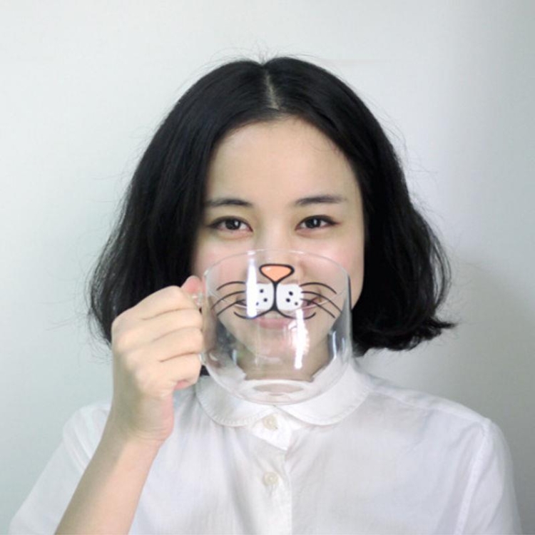 

Cute Cat Kitty Transparent Water Cup Cat Face Glass Coffee Tea Milk Mug Gifts
