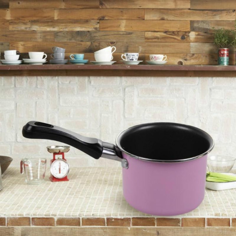 

Mini Colorful Milk Pot Practical Non Stick Soup Pot Portable Picnic Pot Kitchen Cooker Pan(Pink)