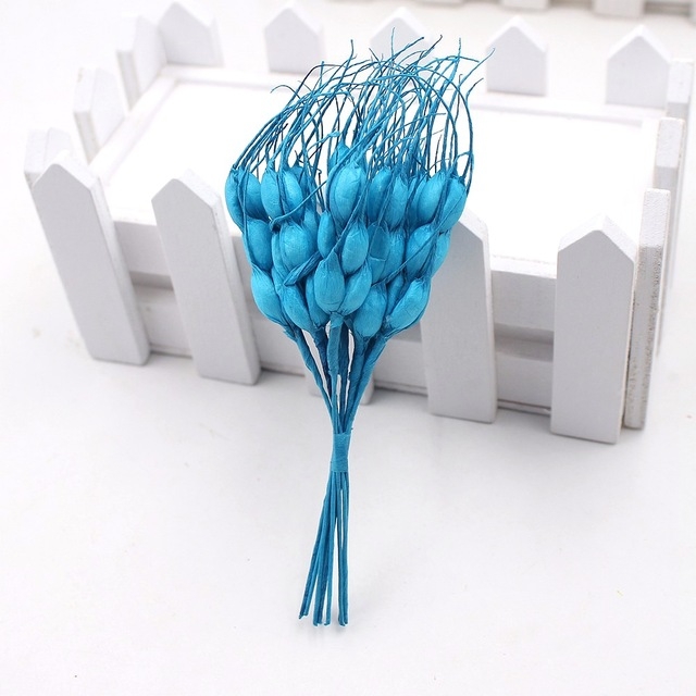 

Artificial Flower Mini Foam Autumn Wheat Bouquet for Wedding Decoration Wreath Fake Flowers(Blue)