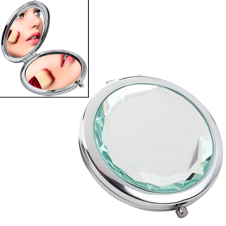 

Metal Crystal Makeup Mirror Folding Double Mirror(White)