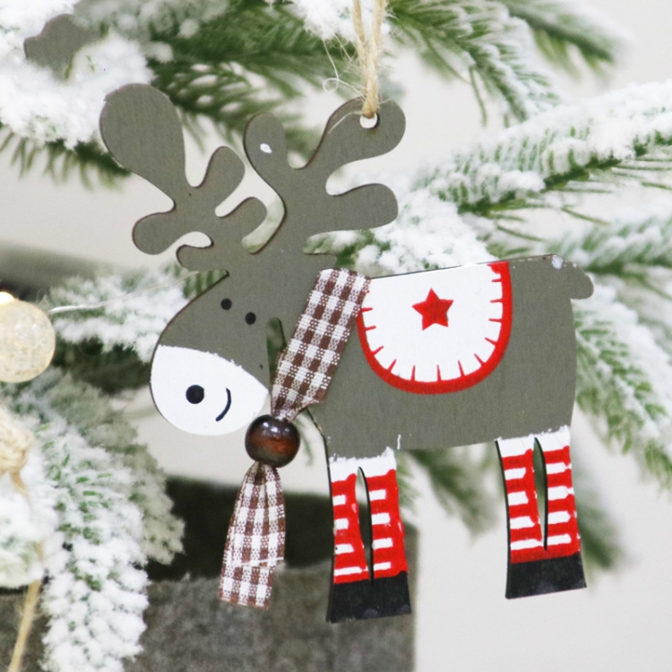

2 PCS Christmas Wooden Elk Pendant Christmas Tree Ornaments Christmas Fecorations(Dark Gray)