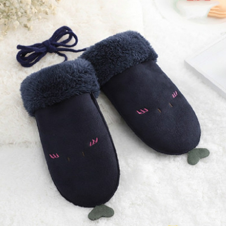 

Plus Velvet Thick Warm Cute Halter Mittens Children Gloves, Baby Age:3-6 Years Old(Peach Heart Blue)