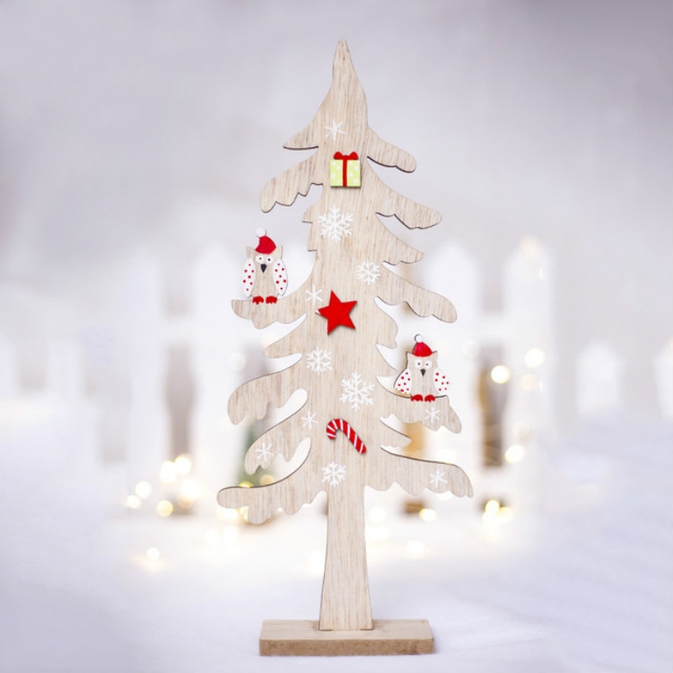 

2 PCS Christmas Decorations Creative Painted Wooden Christmas Tree Ornaments, Size:24x10cm