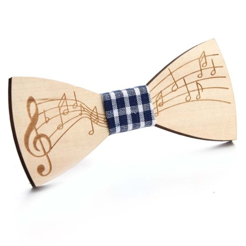 

Men Musical Note Pattern Wooden Bow-knot Bow Tie(Big Grid Navy)