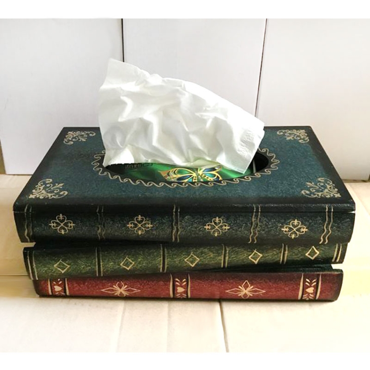 

Retro Hand Drawn Book Style Tissue Box Case(Blue)