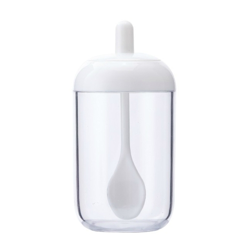 

Household Simple Kitchen Round Seasoning Jar with Spoon(White)