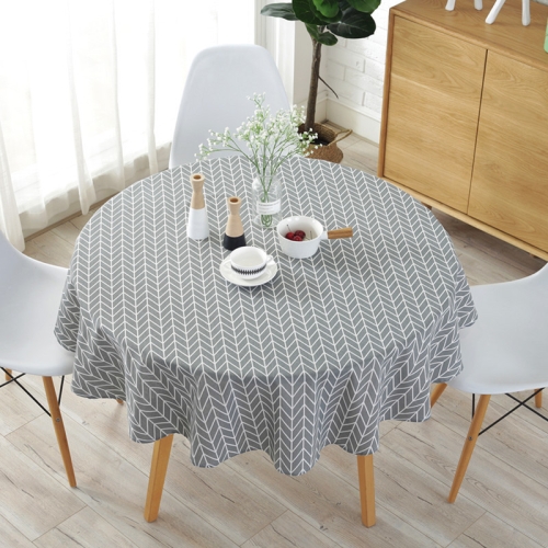 

Polyester Cotton Round Tablecloth Dust-proof Cotton and Linen Printing Tablecloth, Diameter:120cm(Gray Arrow)