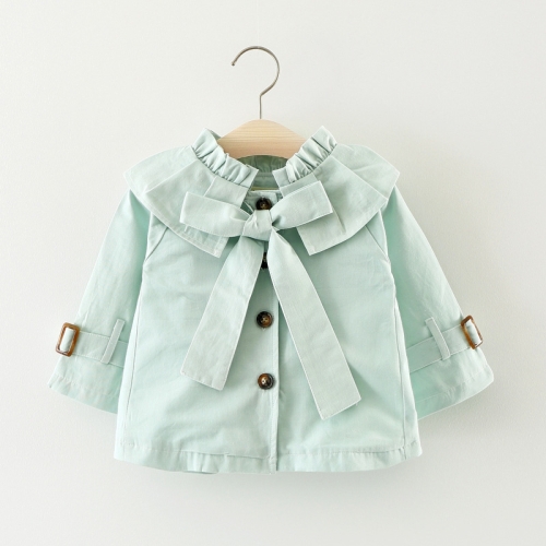 

Light Blue Spring and Autumn Girls Purified Cotton Big Bow-knot Long Sleeve Jacket, Height:85cm