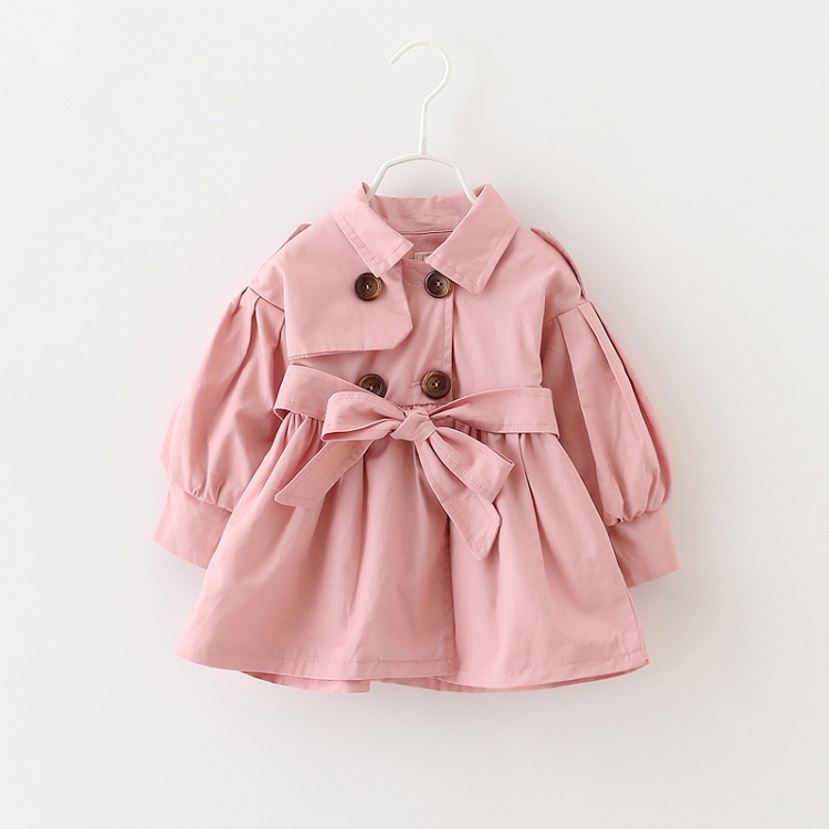 

Spring and Autumn Girl Double Breasted Solid Color Coat, Height:80cm(Pink)