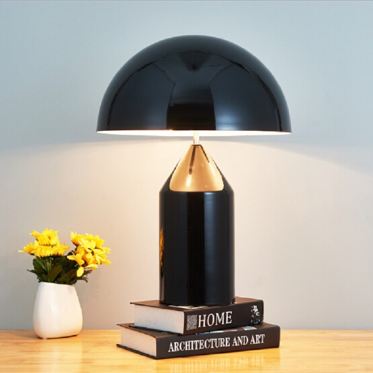 

Black 220V E14 LED Metal Mushroom Table Lamp Bedroom Decorative Table Lamp, Size:S