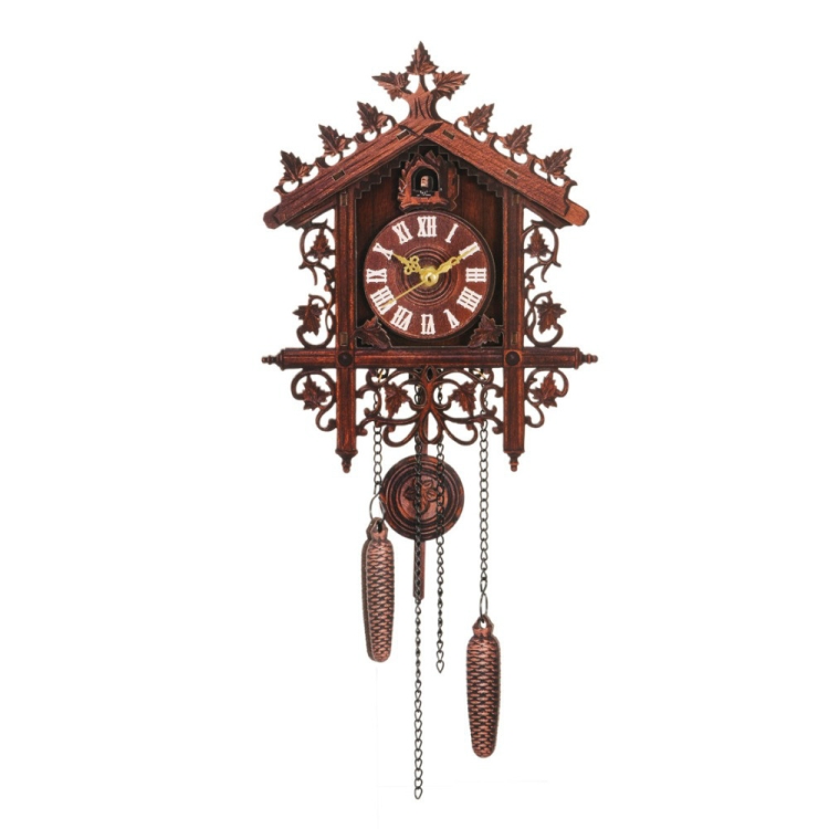 

Hanging Handcraft Wooden Clock House Style Cuckoo Wall Clock(Dark Yellow)