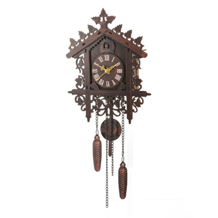 

Hanging Handcraft Wooden Clock House Style Cuckoo Wall Clock(Dark Black)